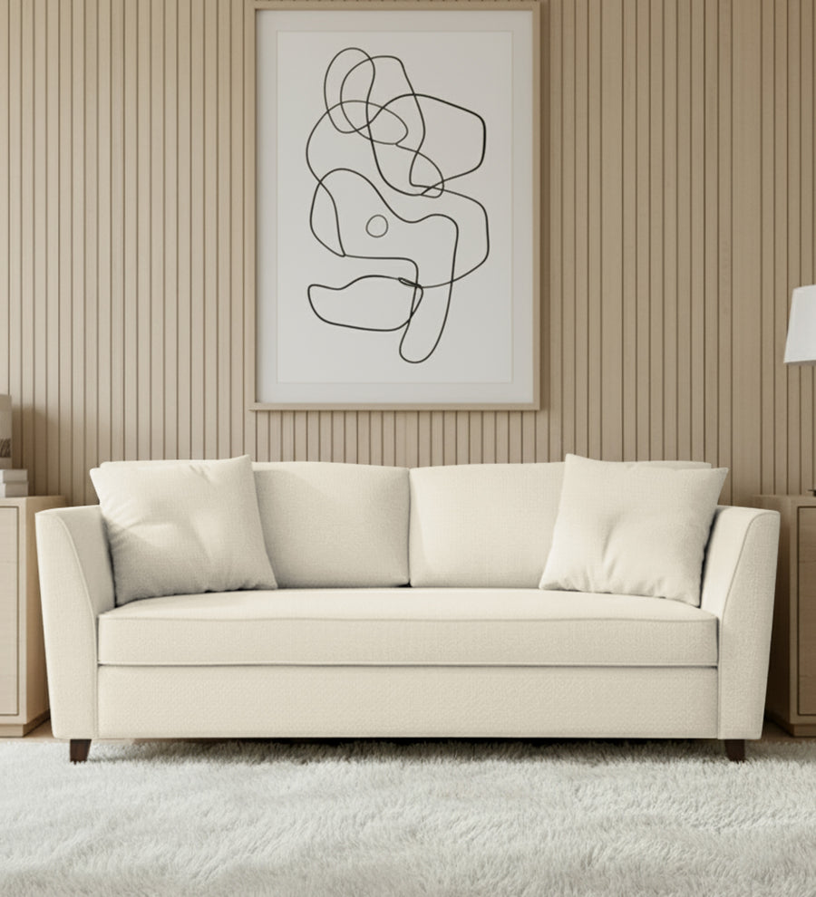 Miranda 3 Seater Fabric Sofa - Ivory Cream by Febonic Living