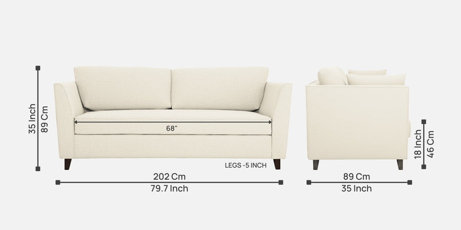 Miranda Fabric 3 Seater Sofa In Ivory Cream Colour - Febonic Living