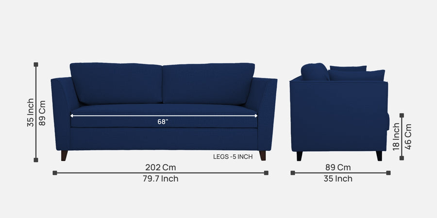 Miranda Fabric 3 Seater Sofa In Royal Blue Colour - Febonic Living