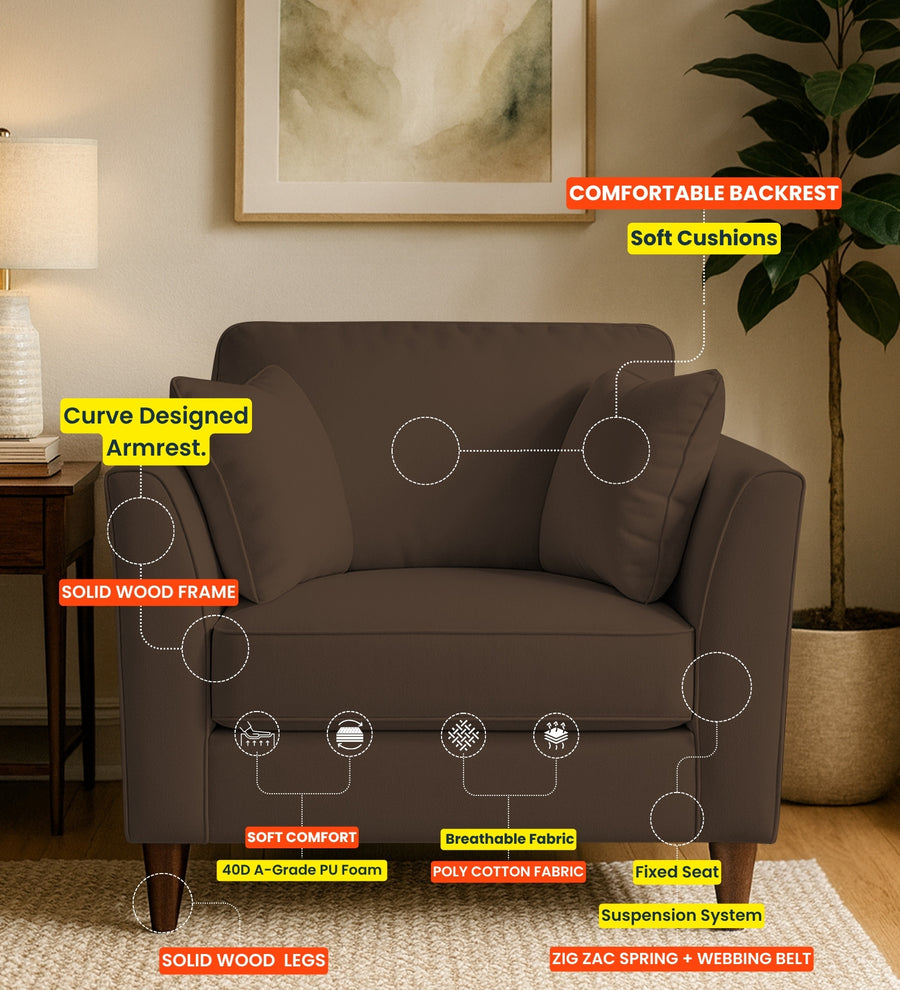 Miranda Velvet 1 Seater Sofa In Imperial Blue Colour - Febonic Living