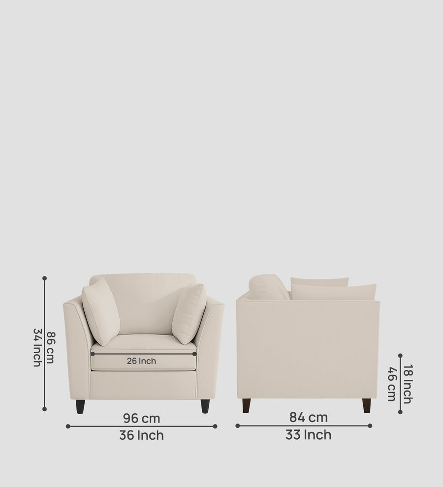 Miranda Velvet 1 Seater Sofa In Camel Beige Colour - Febonic Living