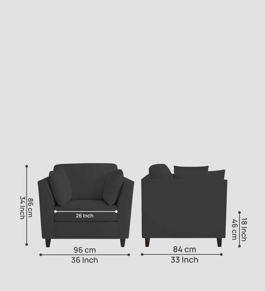 Miranda Velvet 1 Seater Sofa In Davy Grey Colour - Febonic Living