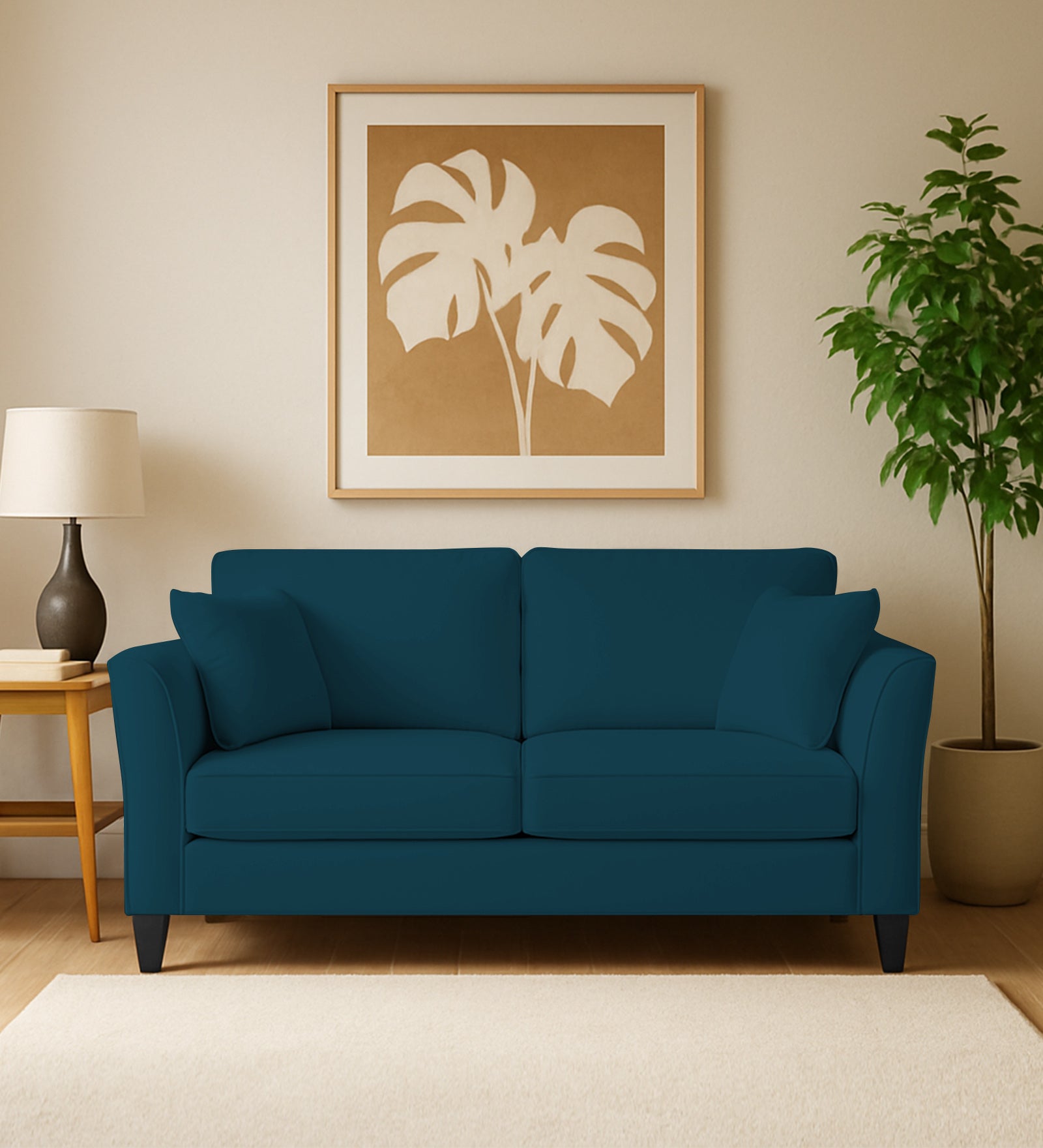 Miranda Velvet 2 Seater Sofa In Azura Blue Colour