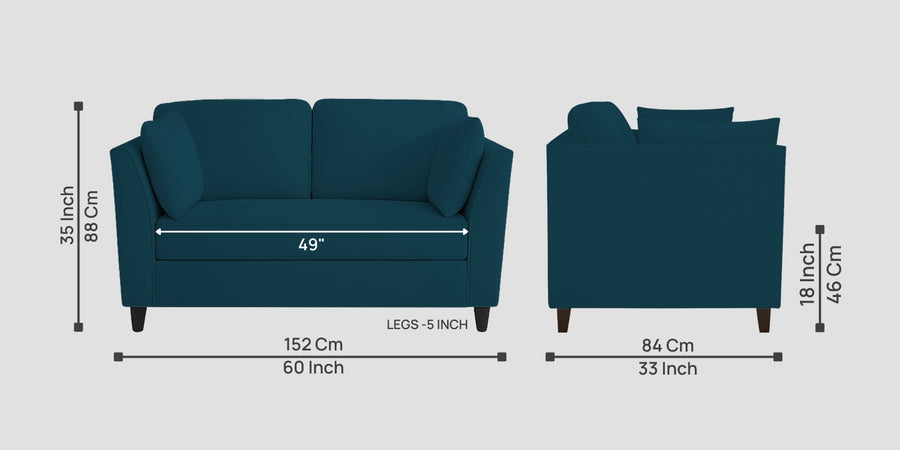 Miranda Velvet 2 Seater Sofa In Imperial Blue Colour - Febonic Living