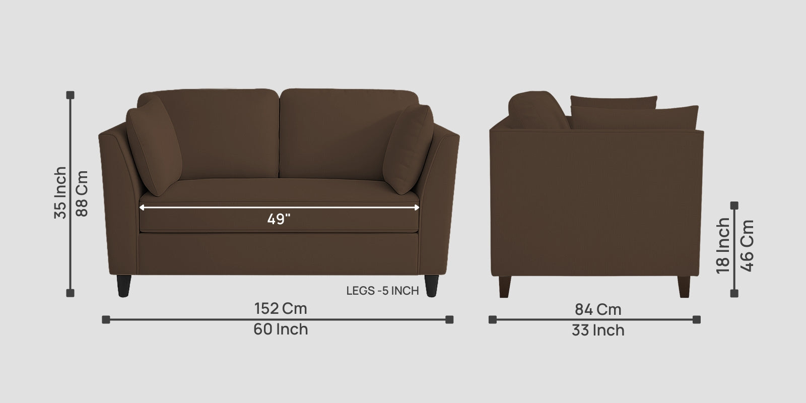 Miranda Velvet 2 Seater Sofa In Mocha Brown Colour