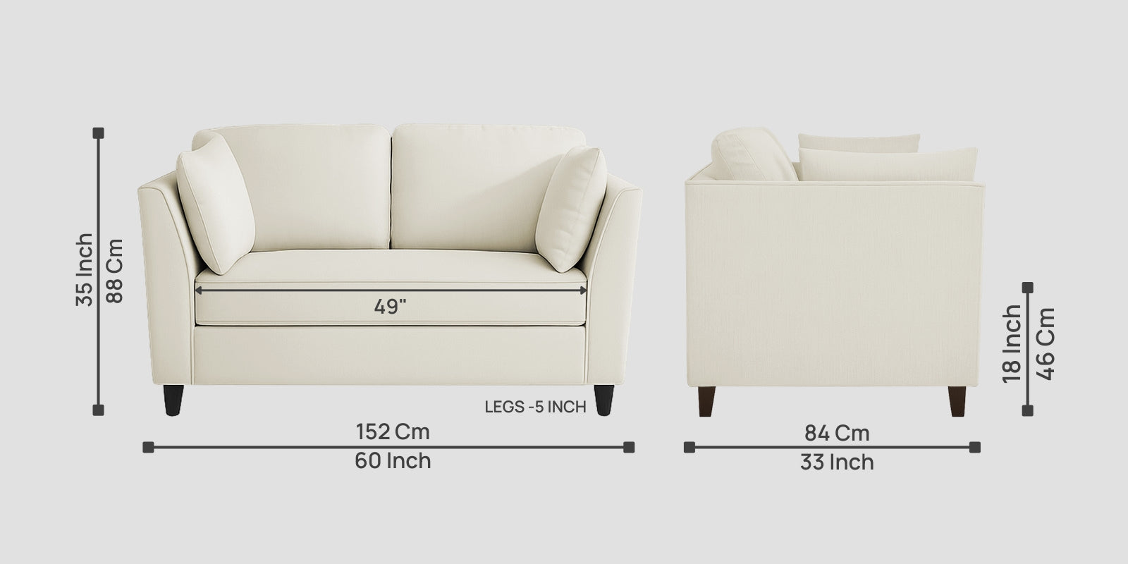 Miranda Velvet 2 Seater Sofa In Warm White Colour