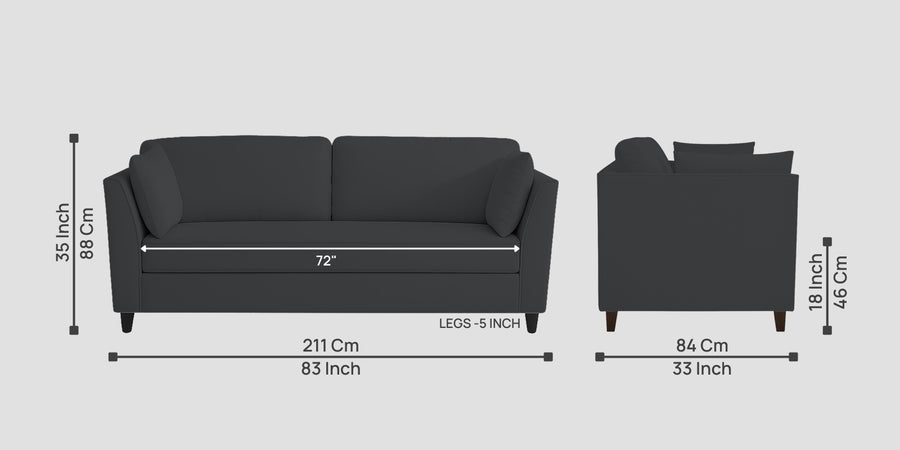 Miranda Velvet 3 Seater Sofa In Davy Grey Colour - Febonic Living