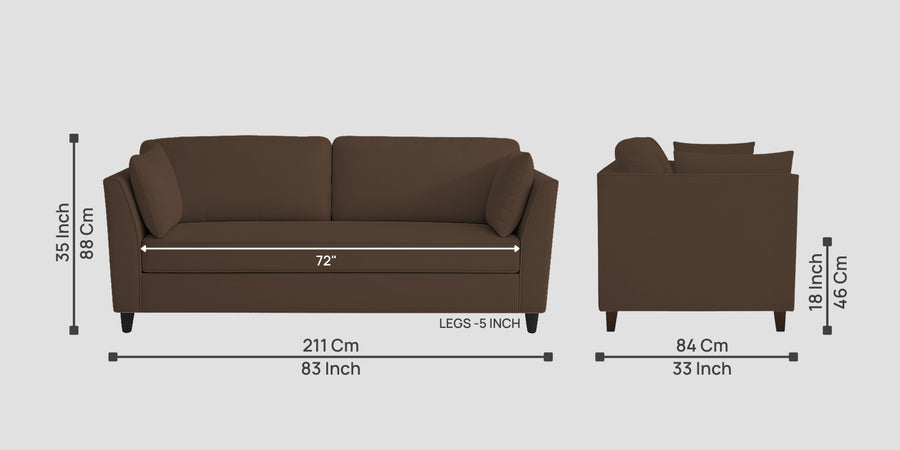 Miranda Velvet 3 Seater Sofa In Mocha Brown Colour - Febonic Living