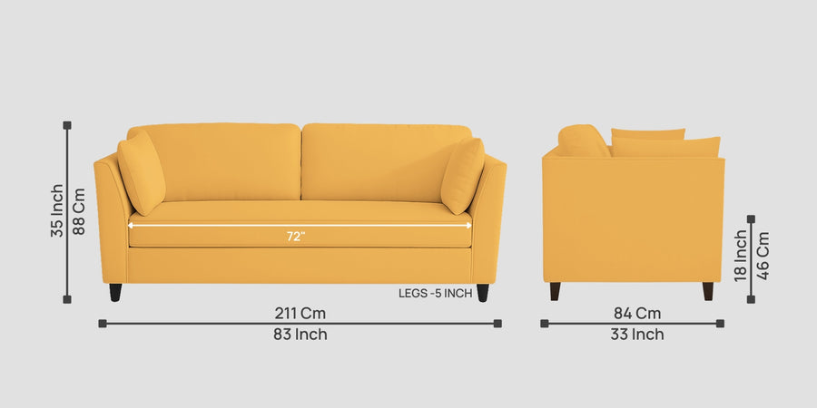 Miranda Velvet 3 Seater Sofa In Turmeric Yellow Colour - Febonic Living