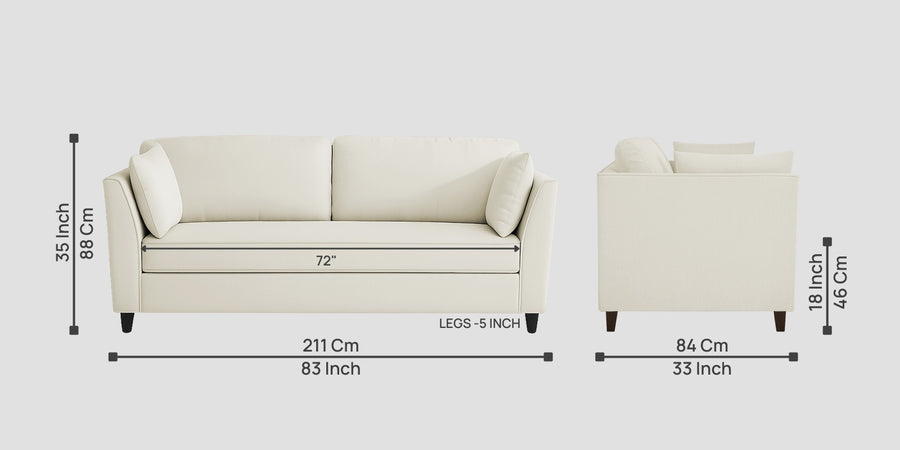 Miranda Velvet 3 Seater Sofa In Warm White Colour - Febonic Living