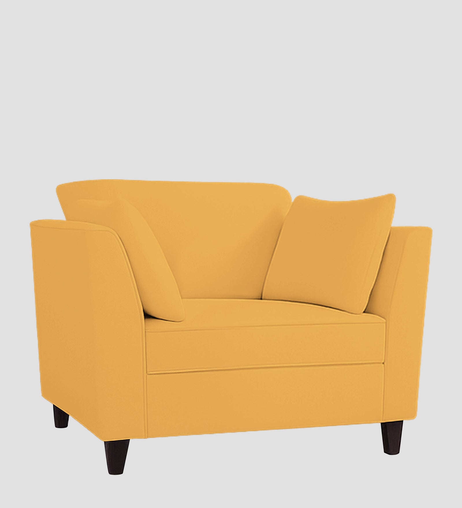 Miranda Velvet 1 Seater Sofa In Turmeric Yellow Colour