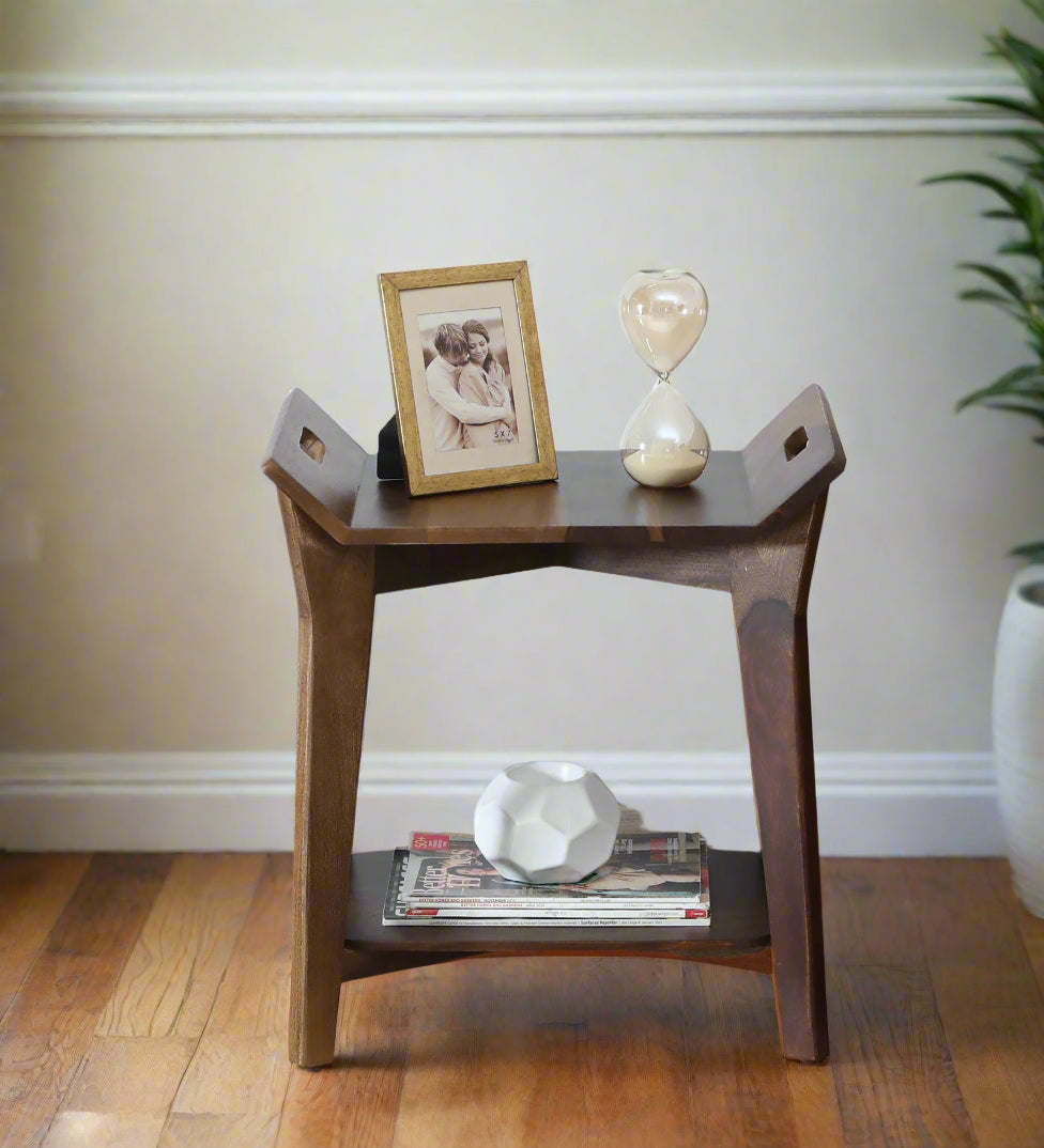 Rabat Sheesham Wood End Table In Provincial Teak Finish - Febonic Living
