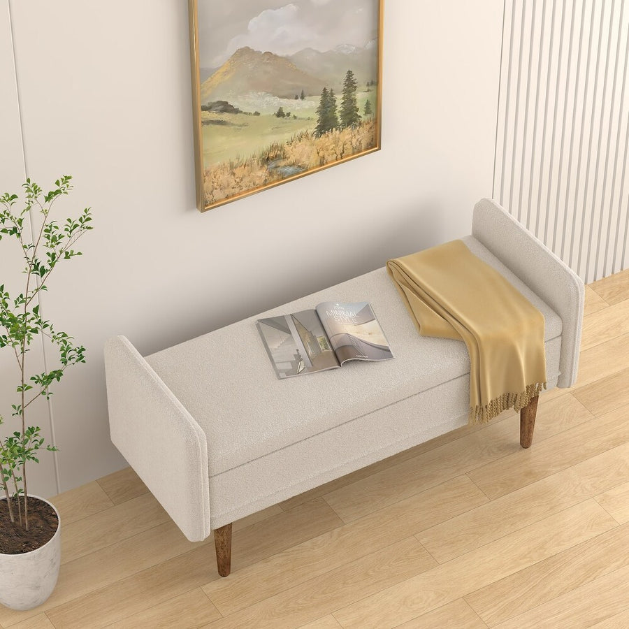 Lumpur Boucle 2 Seater Recamier In Shell White Colour With Storage - Febonic Living