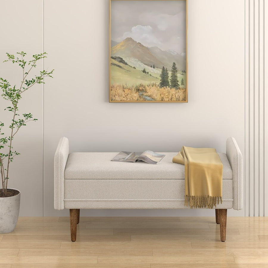Lumpur Boucle 2 Seater Recamier In Shell White Colour With Storage - Febonic Living
