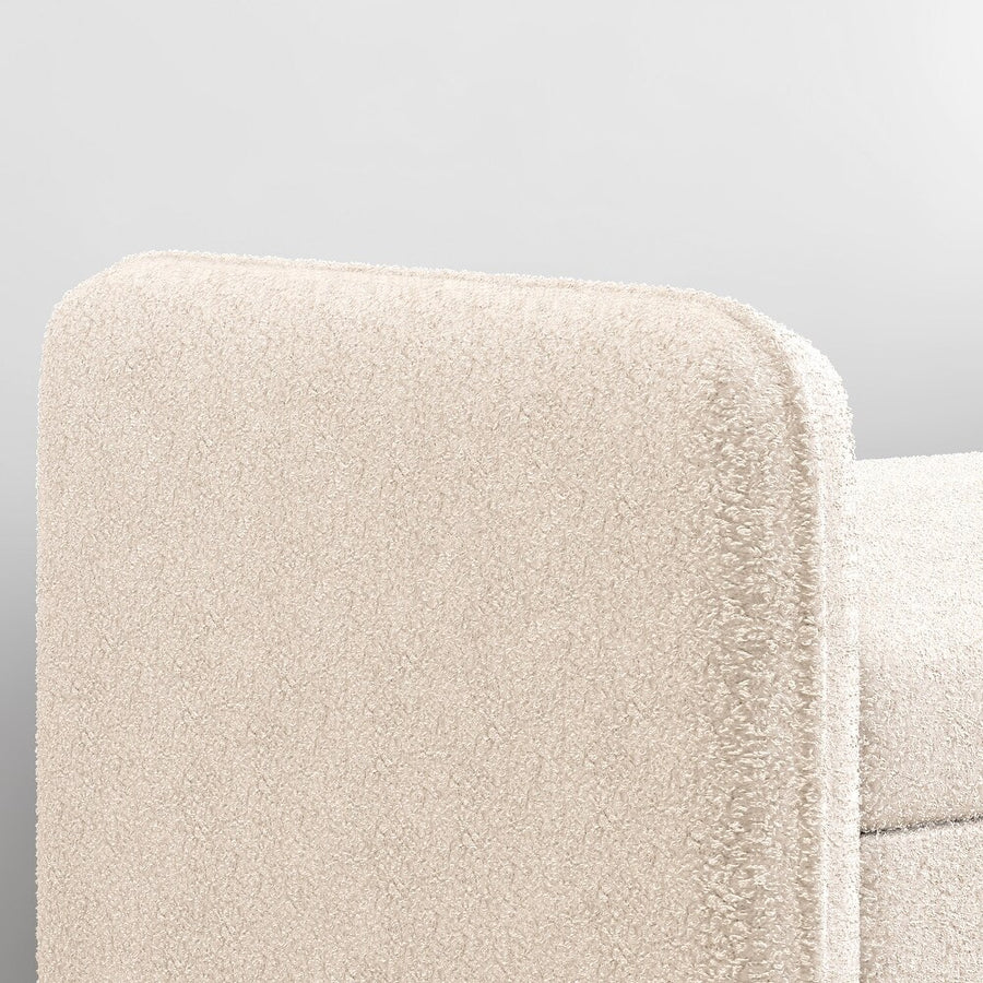 Lumpur Boucle 2 Seater Recamier In Shell White Colour With Storage - Febonic Living