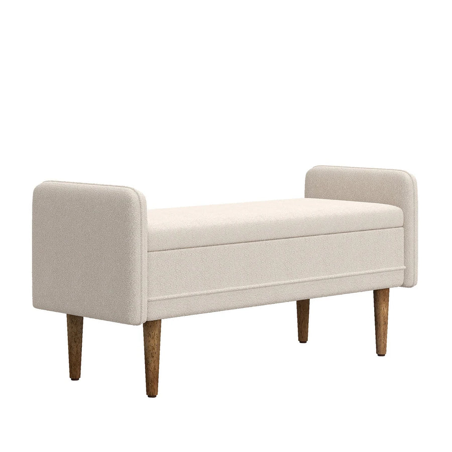 Lumpur Boucle 2 Seater Recamier In Shell White Colour With Storage - Febonic Living