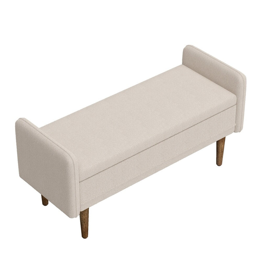 Lumpur Boucle 2 Seater Recamier In Shell White Colour With Storage - Febonic Living