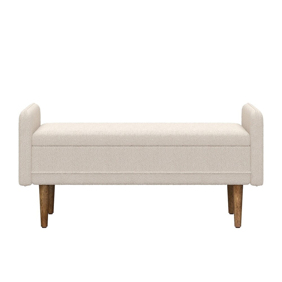 Lumpur Boucle 2 Seater Recamier In Shell White Colour With Storage - Febonic Living