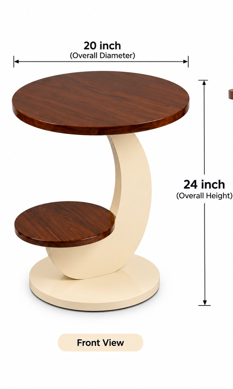 Mozy Side Table In White and Honey Oak Finish top
