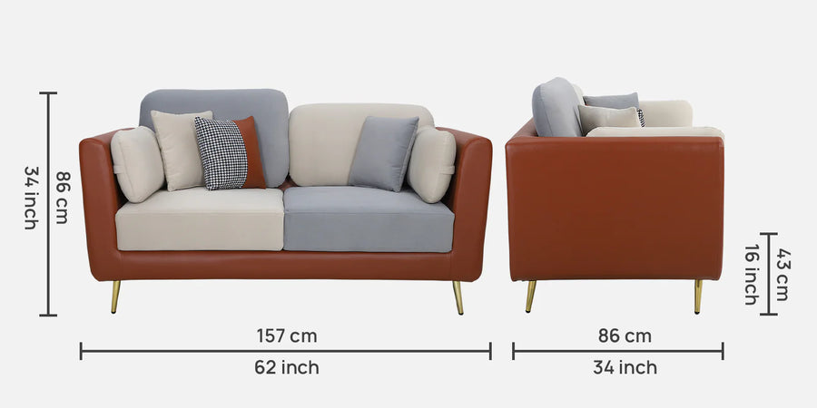 Montez Velvet 2 Seater Sofa - Brown And Beige Colour