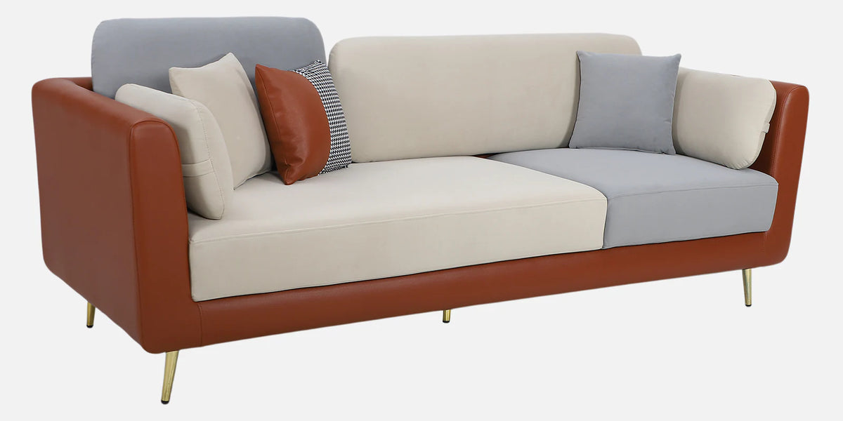 Montez Velvet 3 Seater Sofa - Brown And Beige Colour