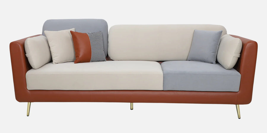 Montez Velvet 3 Seater Sofa - Brown And Beige Colour