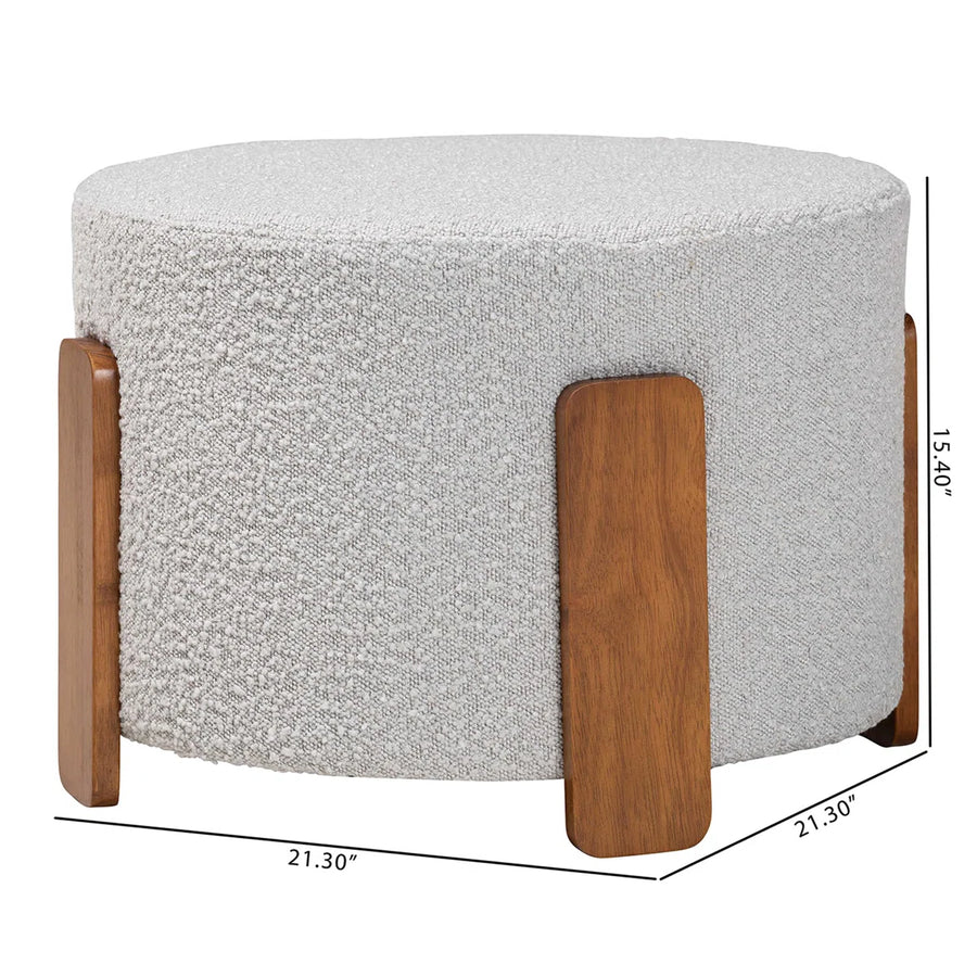 Monty Boucle Pouffe In Fog Grey Colour - Febonic Living