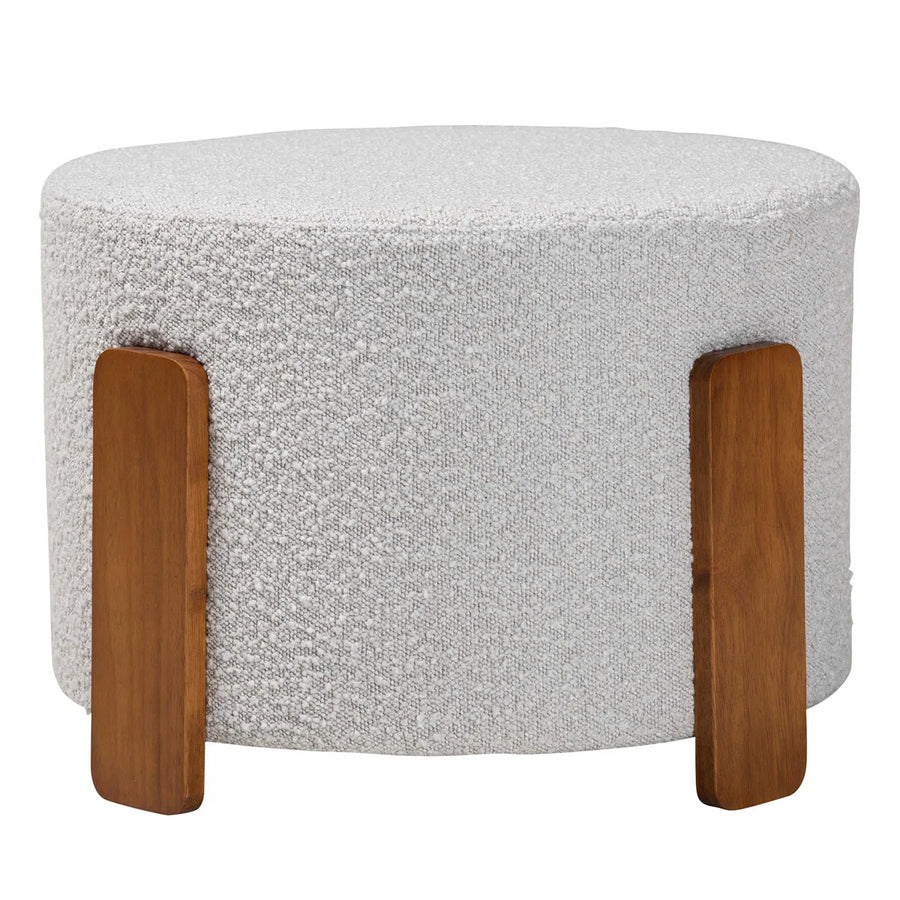 Monty Boucle Pouffe In Fog Grey Colour - Febonic Living