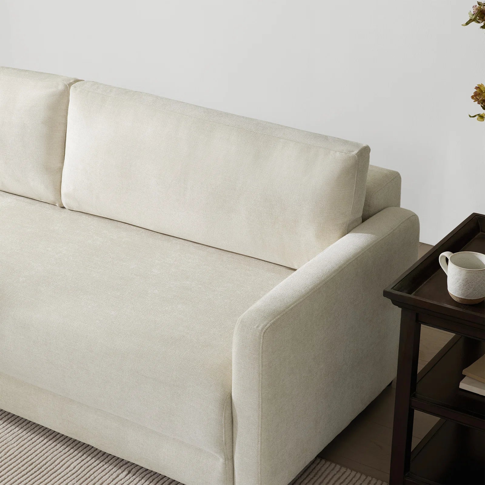 Leora Fabric Convertible Sofa Cum Bed in Ivory Cream Colour