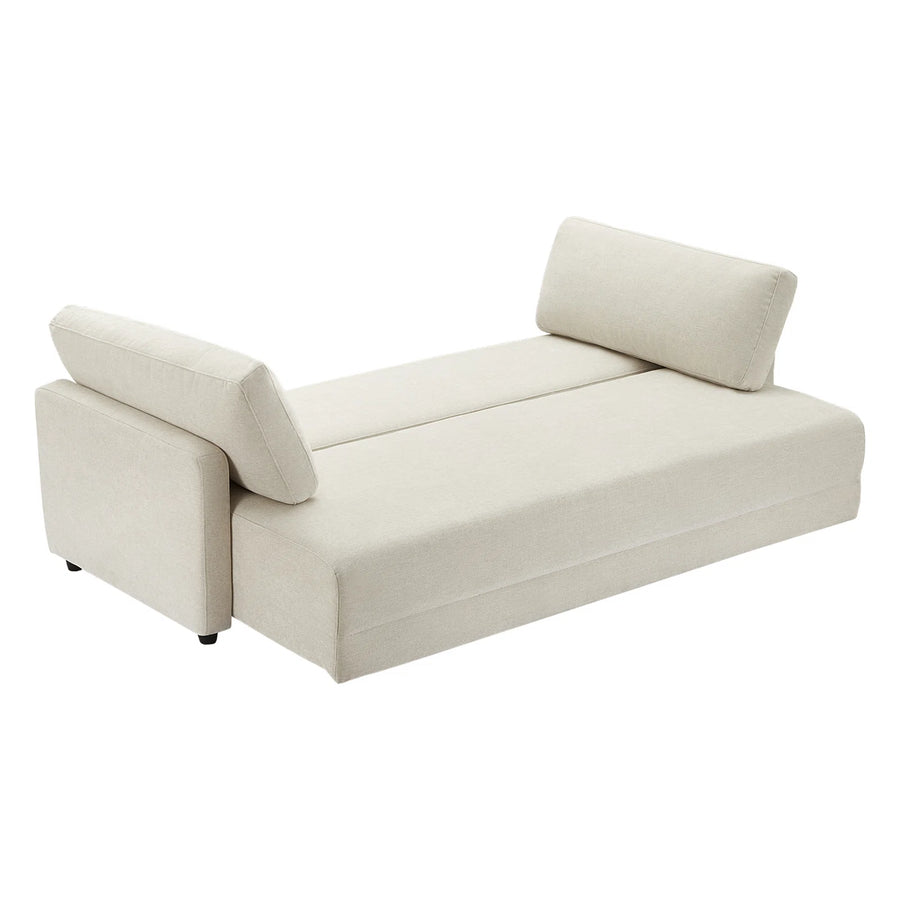 Leora Fabric 3 Seater Convertible Sofa Cum Bed In Ivory Cream Colour - Febonic Living