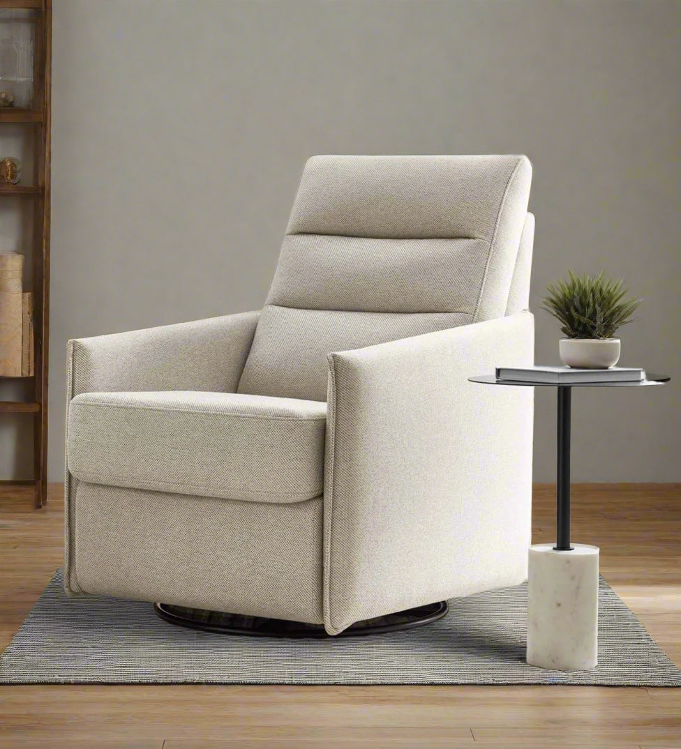 Morris Fabric Swivel Chair In Ivory Cream Colour