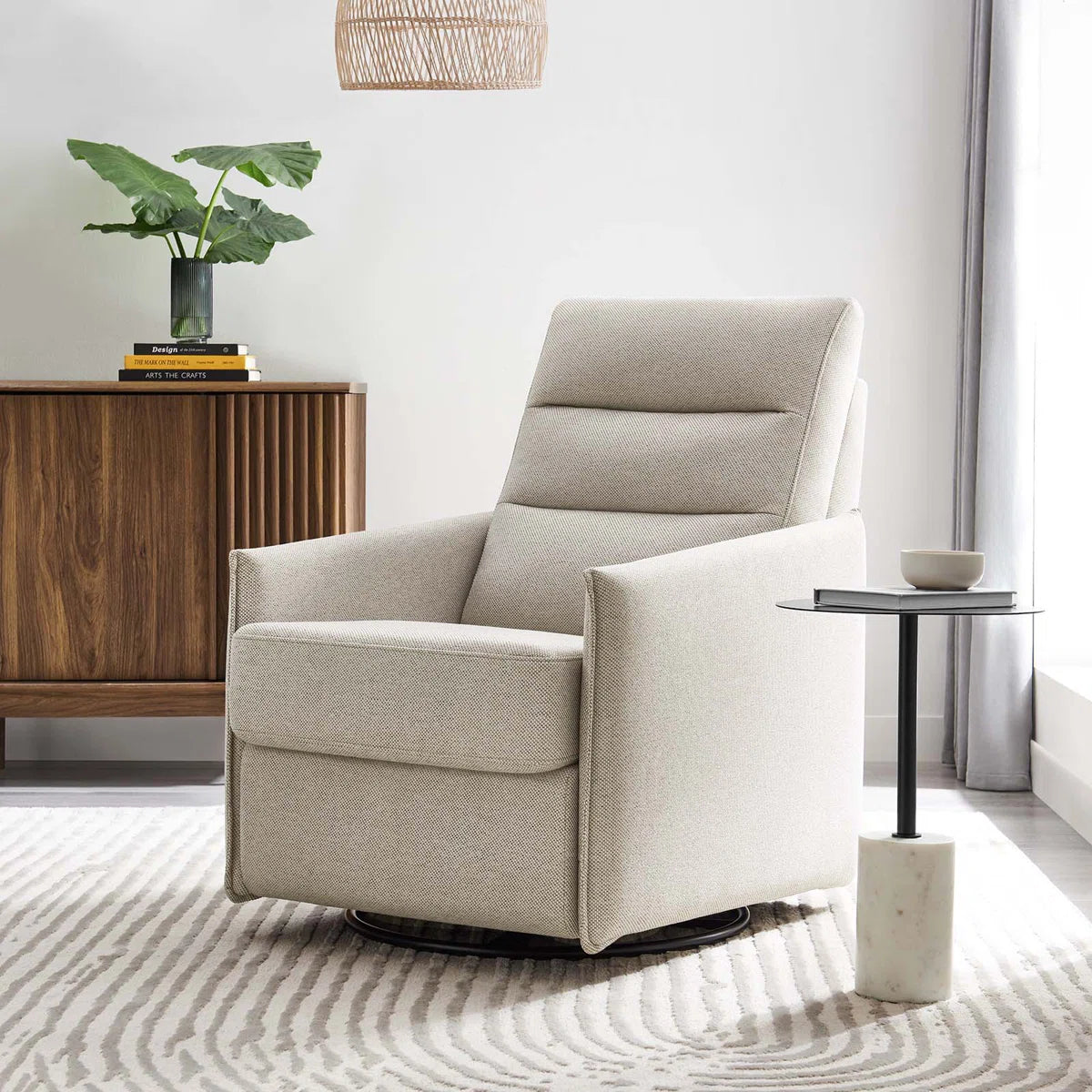 Morris Fabric Swivel Chair In Ivory Cream Colour