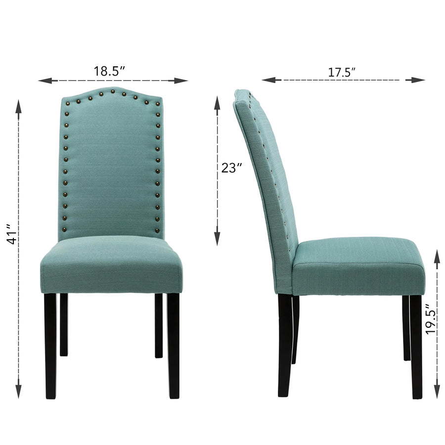 Mory Fabric Dining Chair In Tiffany Blue Colour Set Of 2 - Febonic Living
