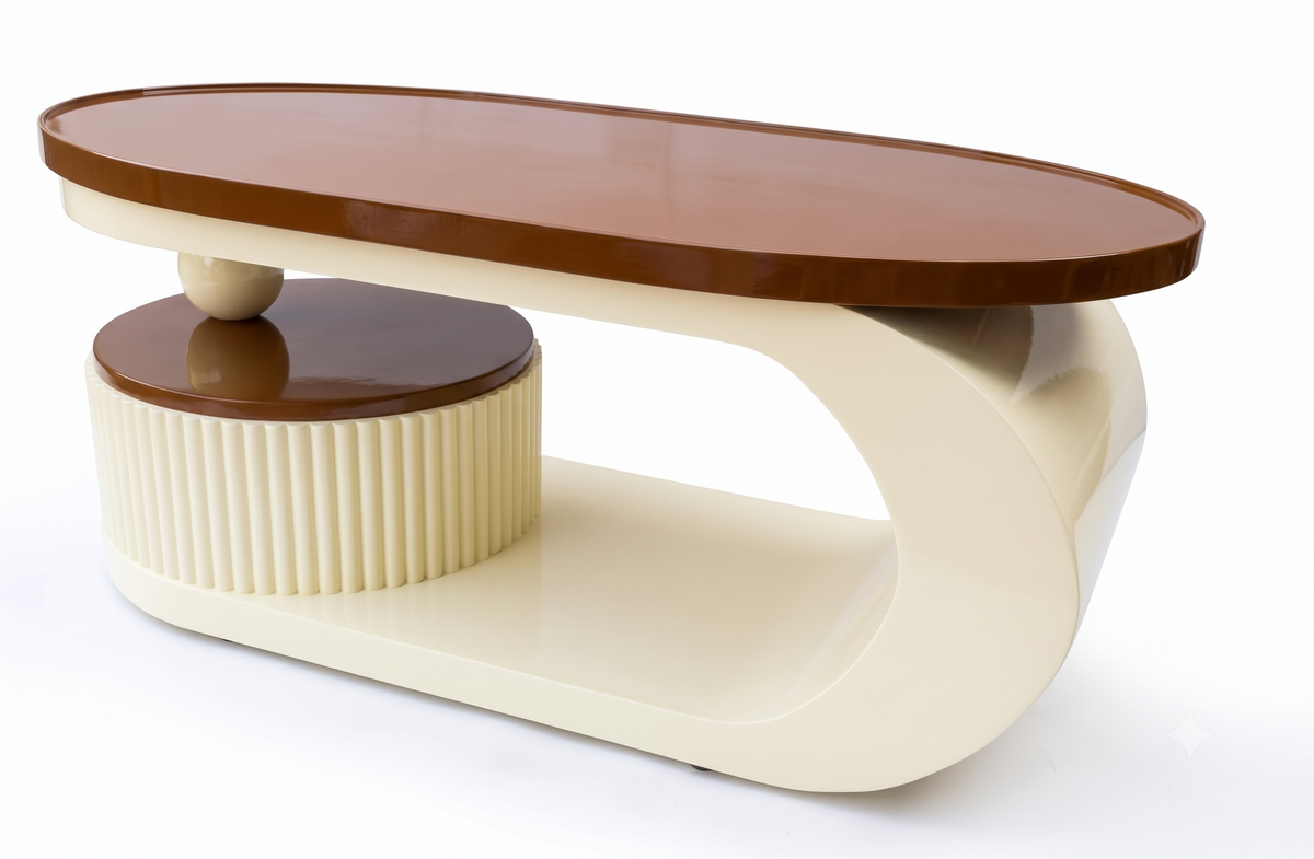 Mozy Coffee Table In White and Honey Oak Finish top