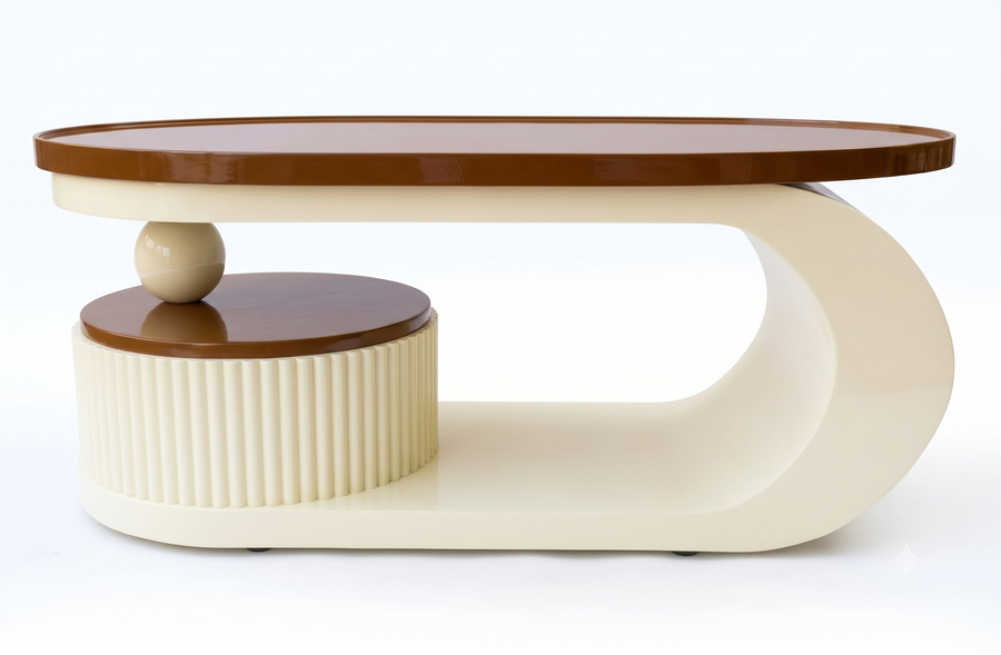 Mozy Coffee Table In White and Honey Oak Finish top