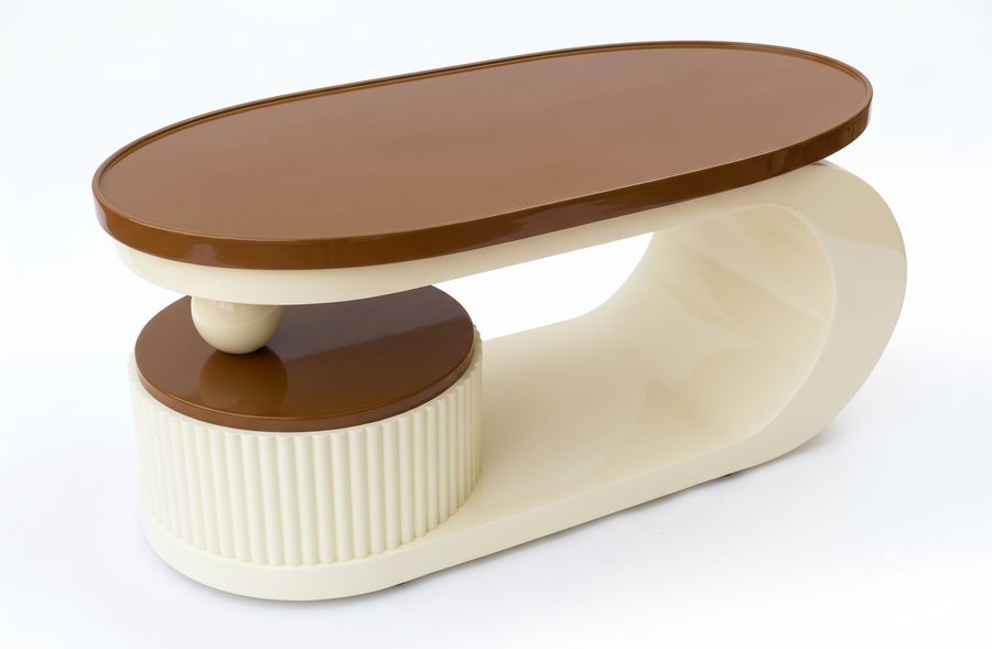Mozy Coffee Table In White and Honey Oak Finish top