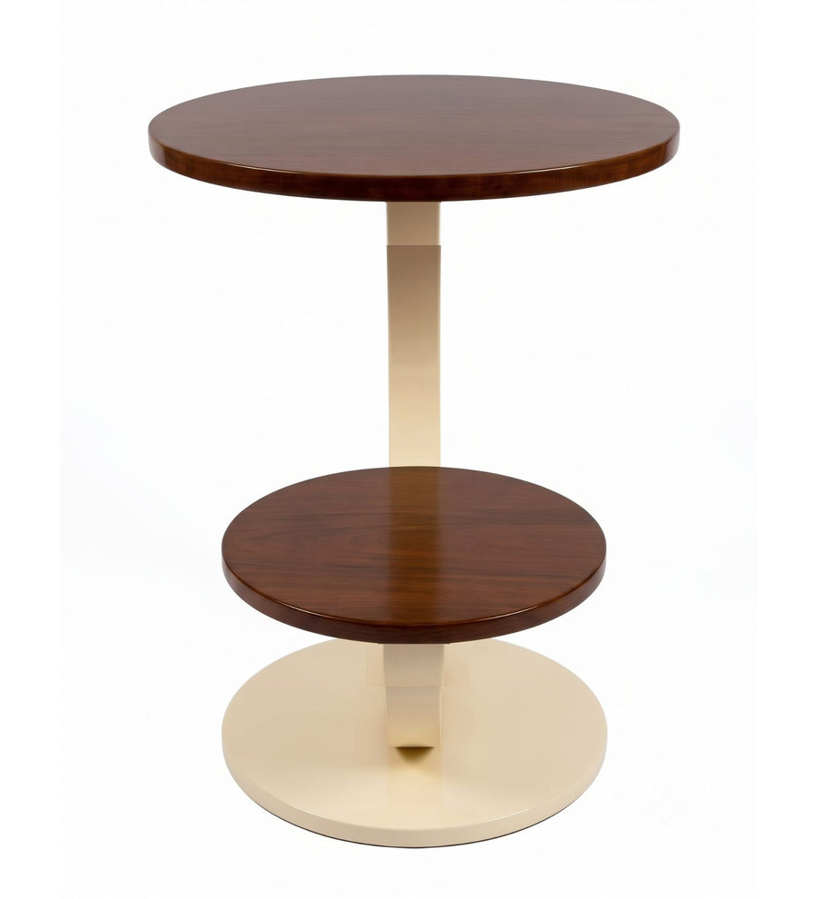 Mozy Side Table In White and Honey Oak Finish top