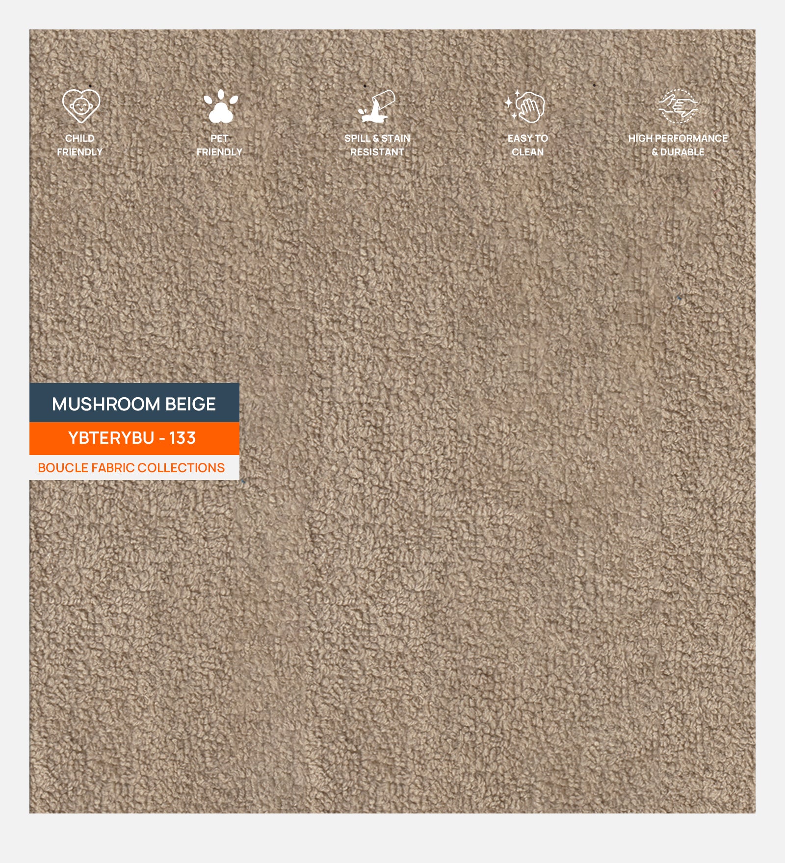 Boko Boucle 1 Seater Sofa In Mushroom Beige   Colour - Febonic Living