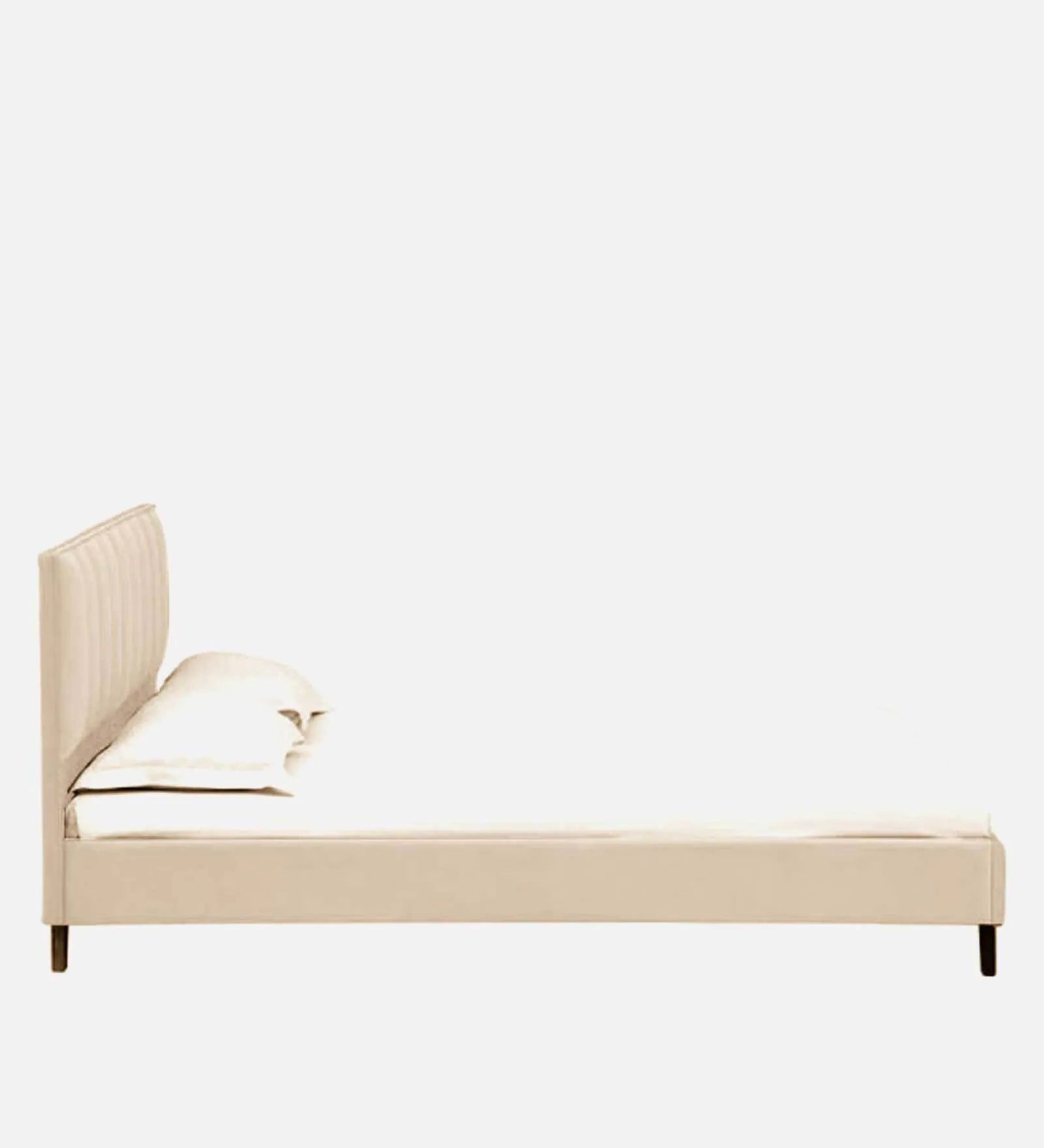 Myron Velvet Upholstered Queen Size Bed In Camel Beige Colour - Febonic Living
