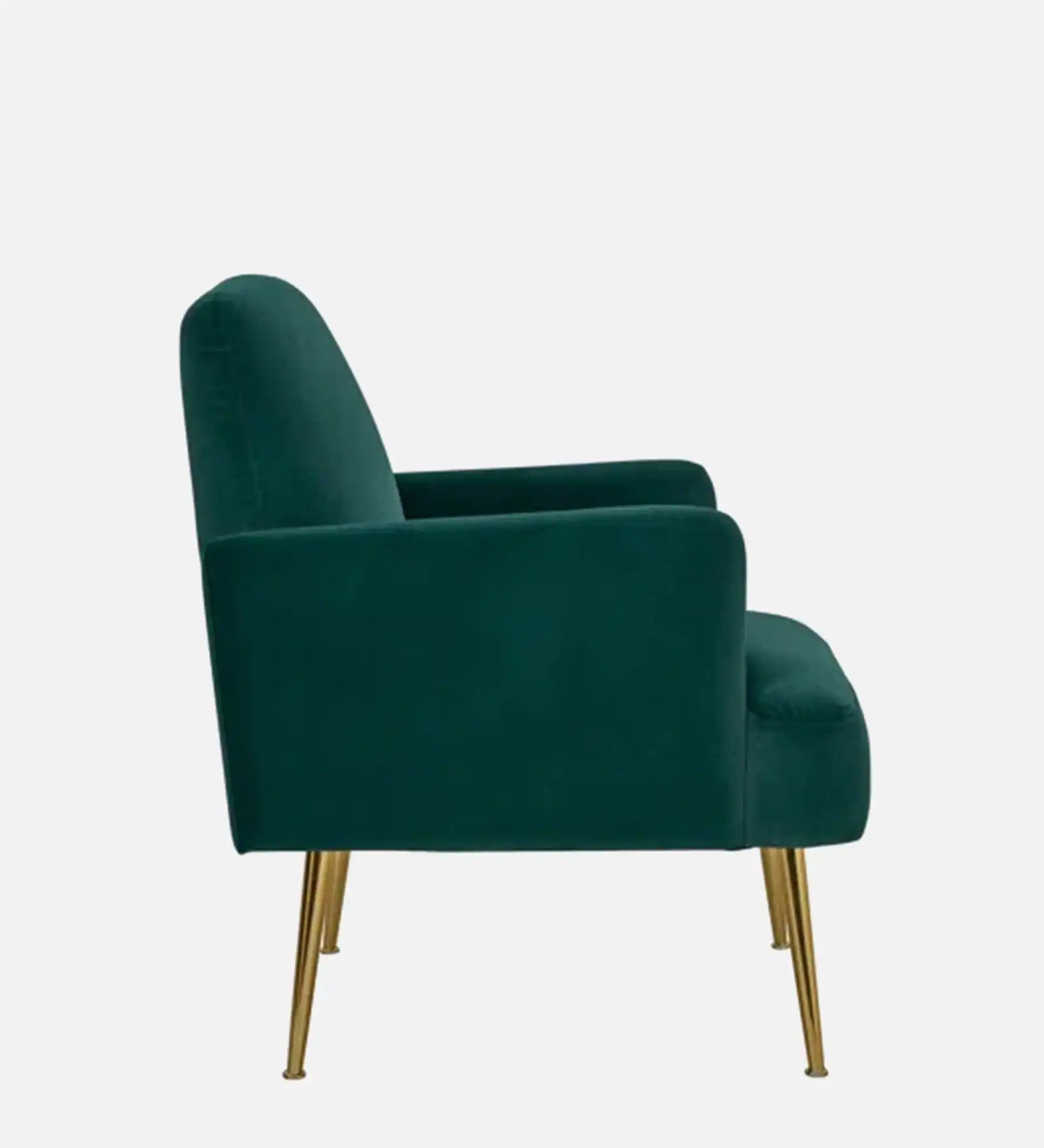 Mysa Velvet Fabric Arm Chair In Forest Green Colour