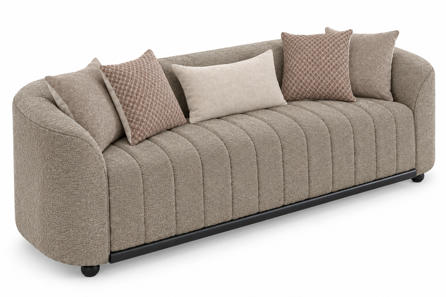 Mystic 3 Seater Boucle Fabric Sofa - Macy Grey