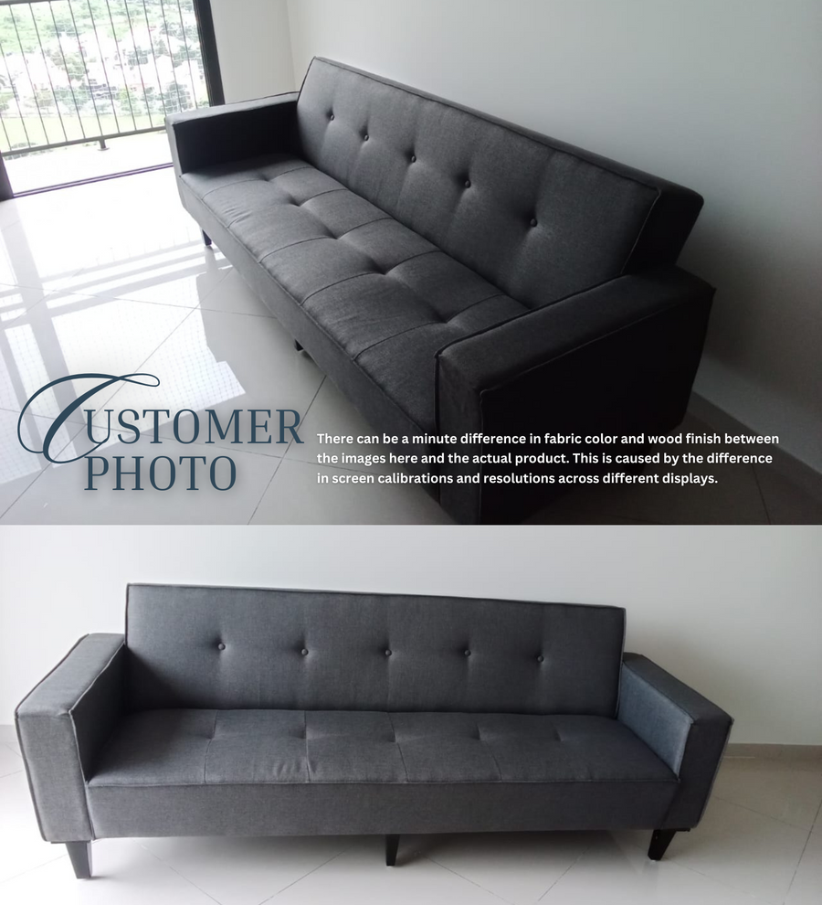 Nebia Fabric 3 Seater Convertible Sofa Cum Bed In Suka Blue Colour - Febonic Living