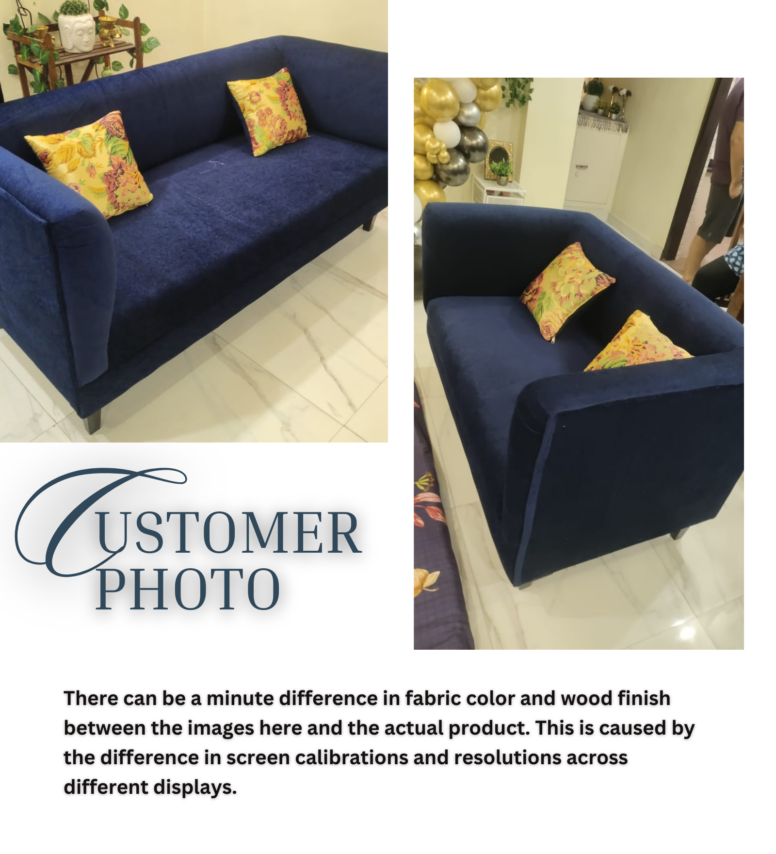 Niki Fabric 1 Seater Sofa in Royal Blue Colour