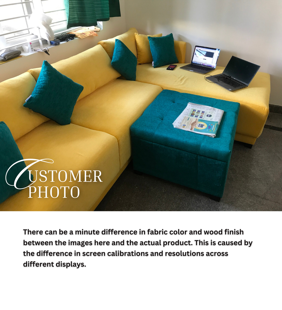 Northern Fabric Rhs Sectional Sofa 3 Lounger In Bold Yellow Colour - Febonic Living