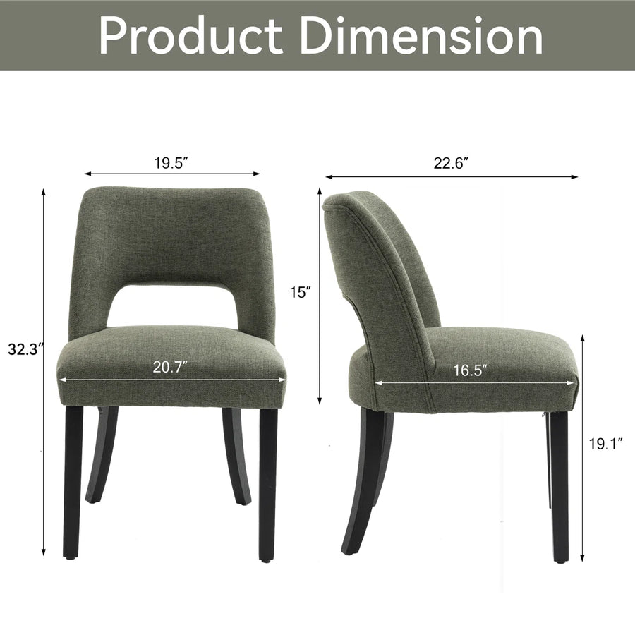 Vamira Fabric Dining Chair In Olive Green Colour Set Of 2 - Febonic Living