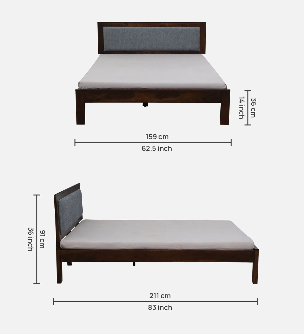 Narvik Sheesham Wood Queen Size Bed In Provincial Teak Finish