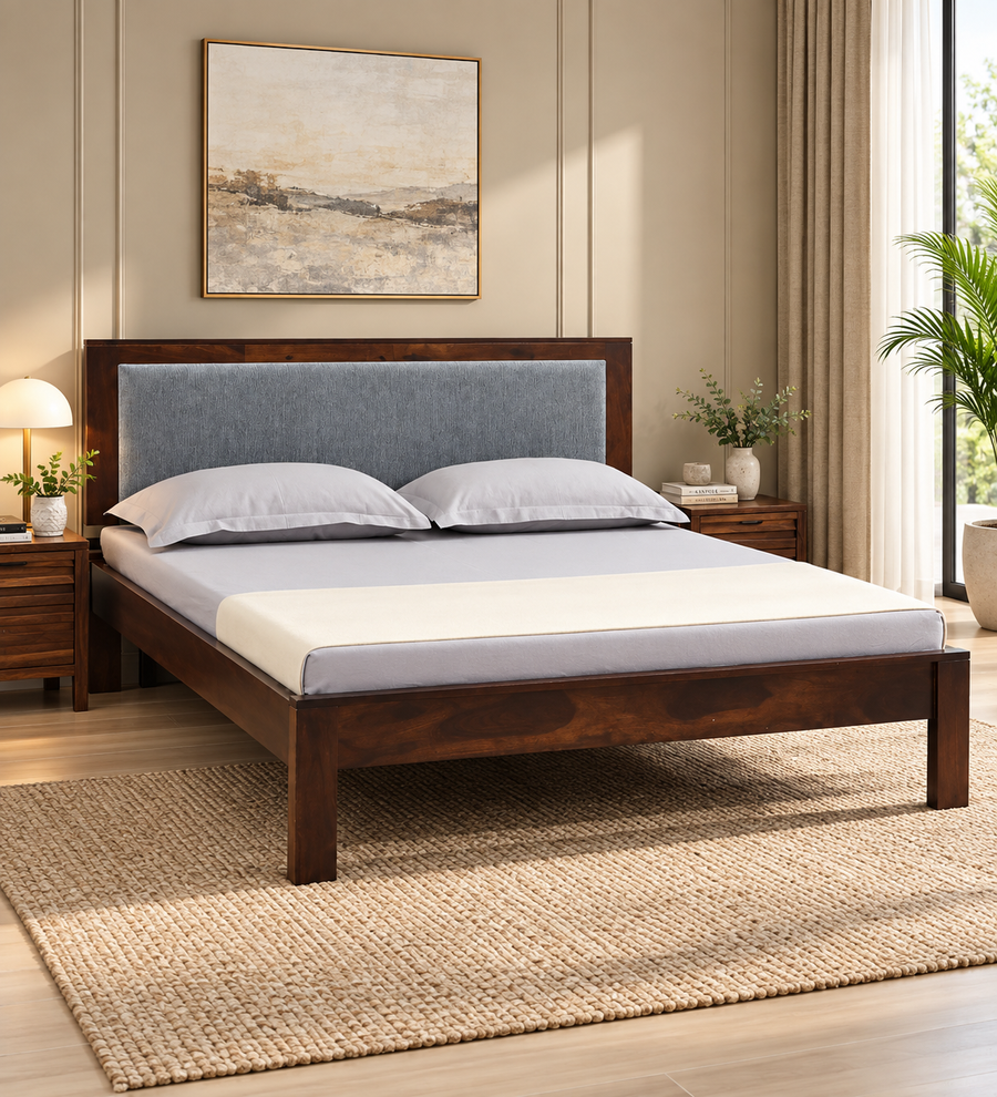 Narvik Sheesham Wood Queen Size Bed In Provincial Teak Finish