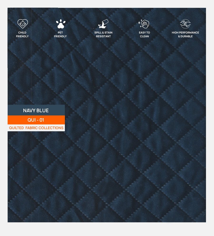 Bunny Velvet 3 Seater Quilted Sofa Cover In Navy Blue Colour - Febonic Living