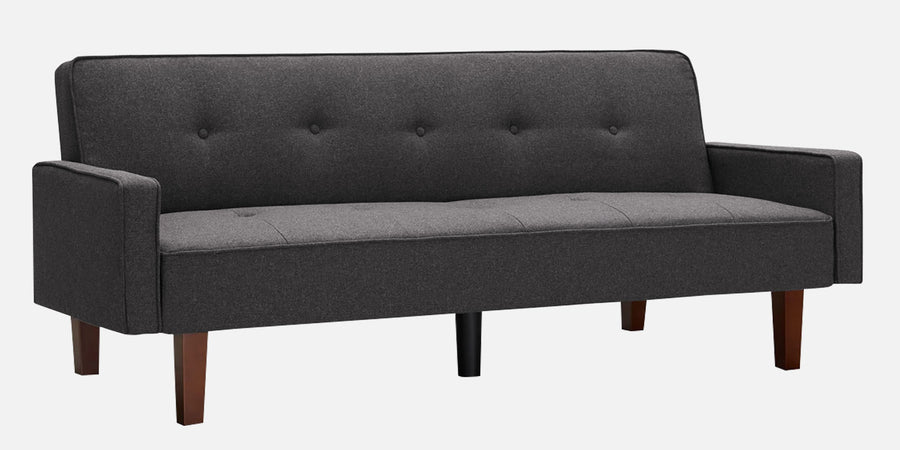 Nebia 3 Seater Convertible Cum Bed Fabric Sofa - Maba Grey Front View - Febonic Living