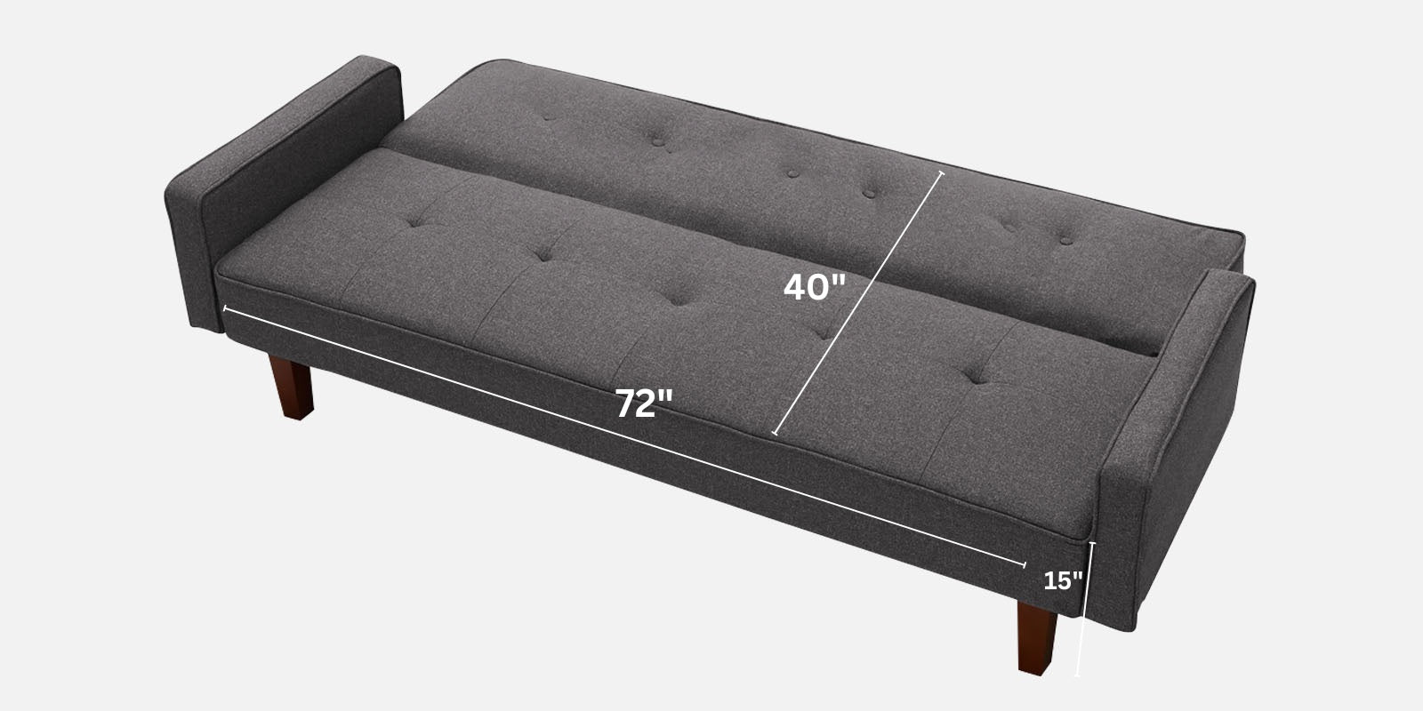 Nebia 3 Seater Convertible Cum Bed Fabric Sofa - Maba Grey dimension - Febonic Living